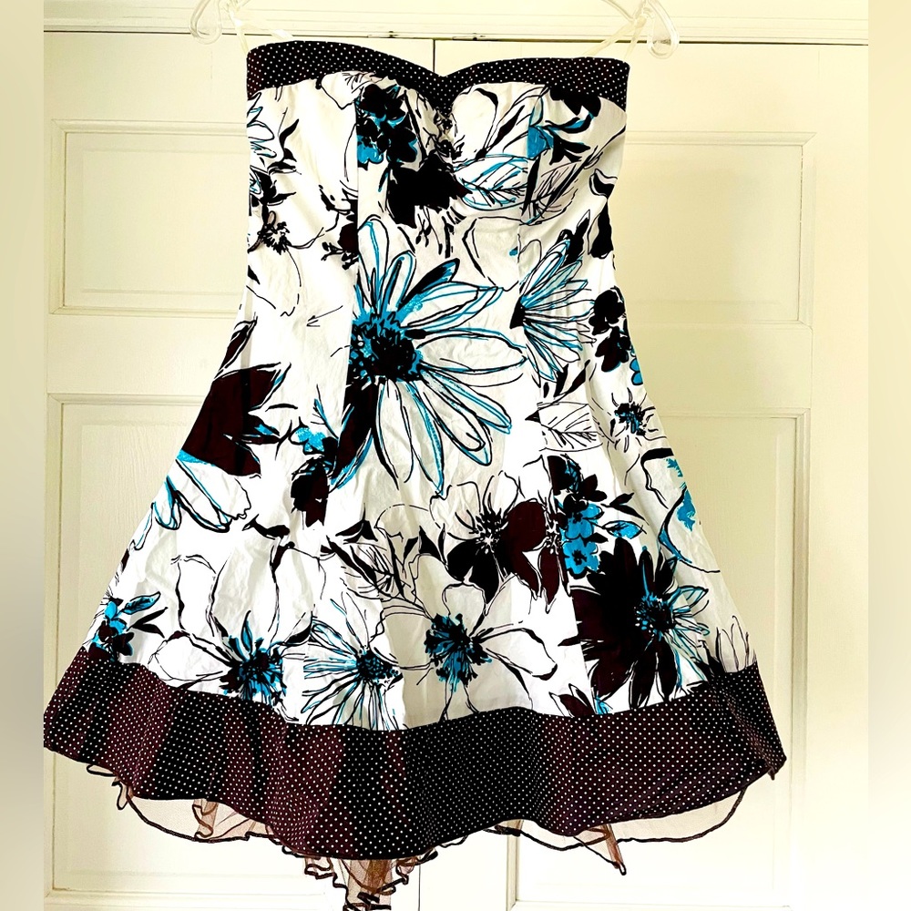 Strapless floral & polka dot dress, juniors size 5
